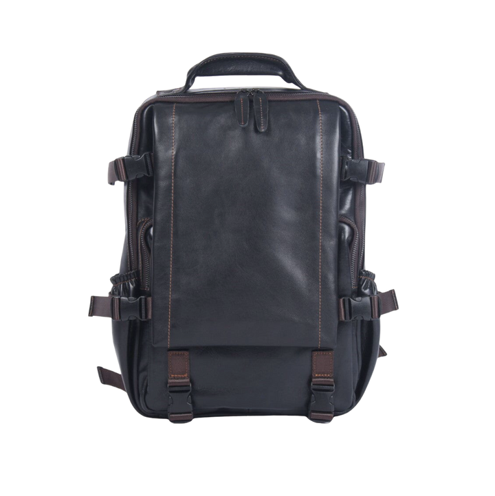Griffin | Men's Black Leather Backpack