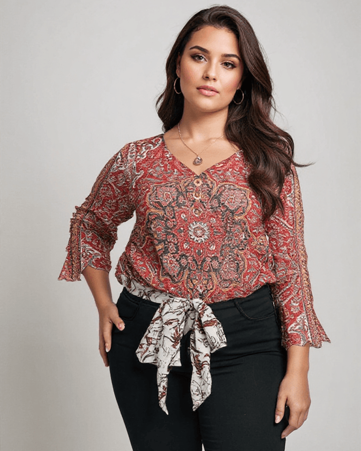 Arabella | Red Print Classic Top