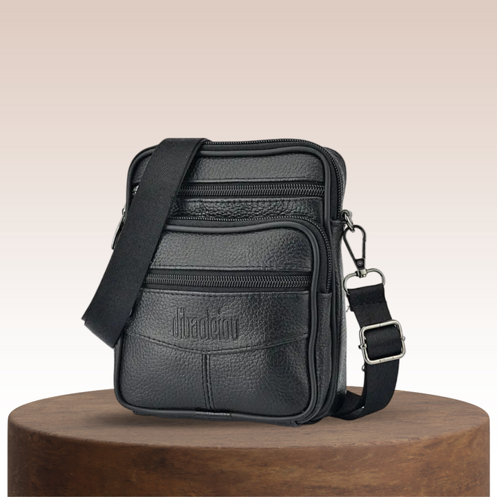 Brian | Textured Leather Shoulder Bag for Triple-Zip Use