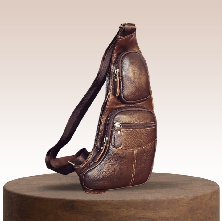 Beckett | vintage leather chest strap bag