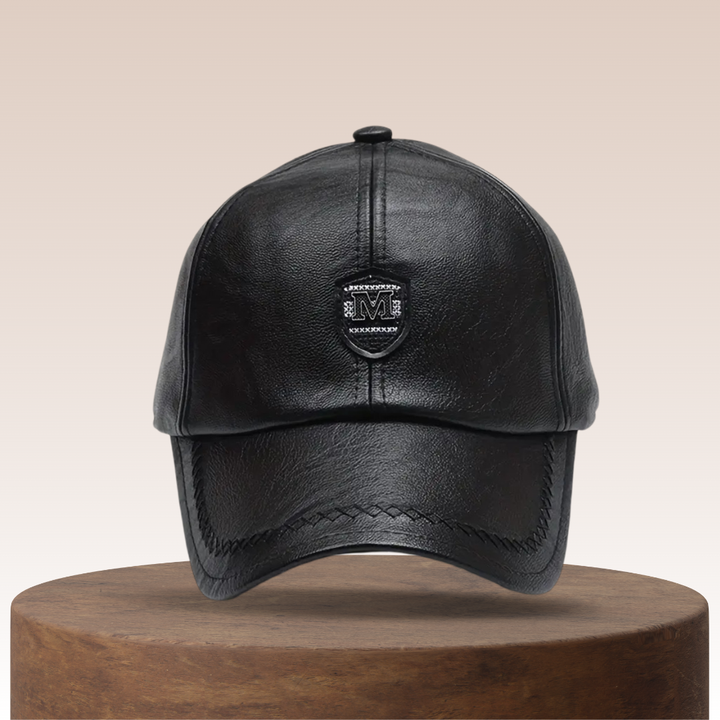 Ignatius | leather baseball cap with embroidery